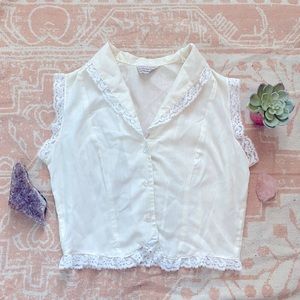 Vintage 70s / Collared Crop Top